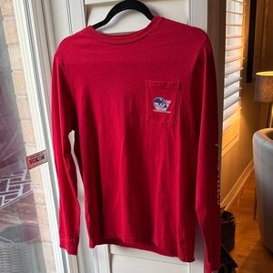 Vineyard Vines Cherry Red Long-Sleeve Pocket Tee kids Xl /18